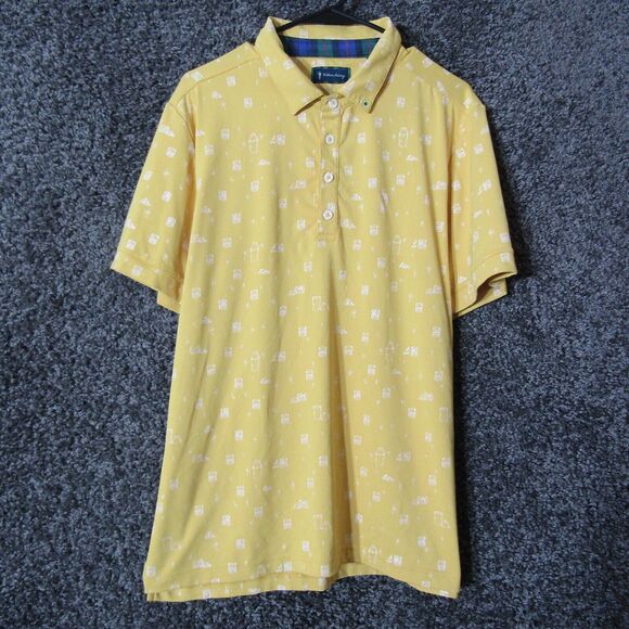 William Murray Golf Other - William Murray Polo Shirt Mens M Yellow Off The Rocks Print Stretch BReathable